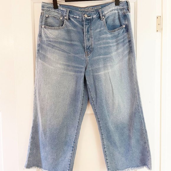 American Eagle Wide Leg Crop Jeans 16 SHORT (UNDERSIZED) - Picture 1 of 8